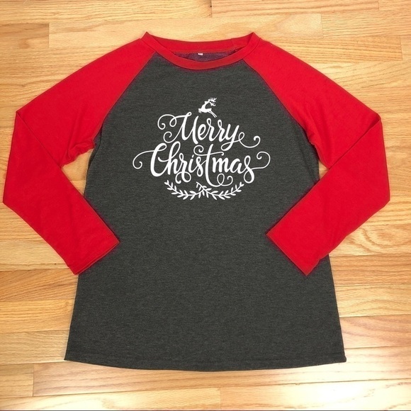 Merry Christmas red baseball tee - Picture 1 of 5